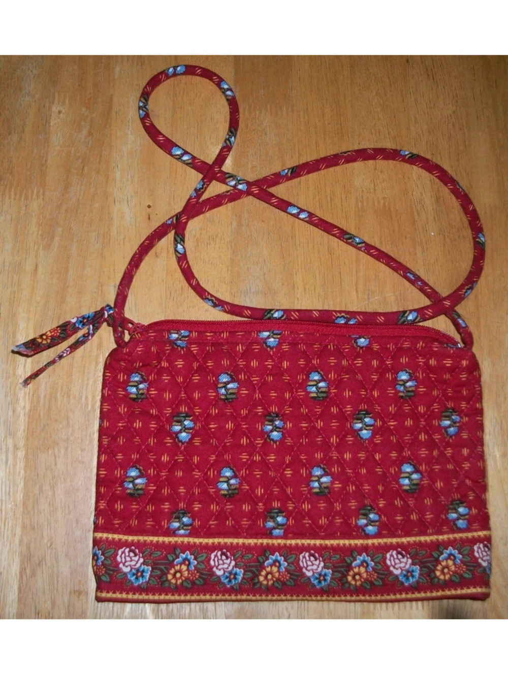 Vintage Vera Bradley Provincial Red Quilted Crossbody Purse - Retired 2000